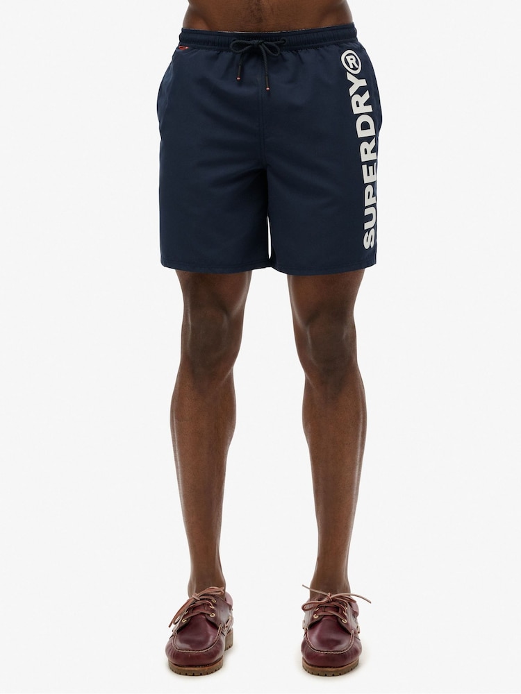 Superdry Blue Sport Graphic 17-inch Swim Shorts - Image 1 of 7