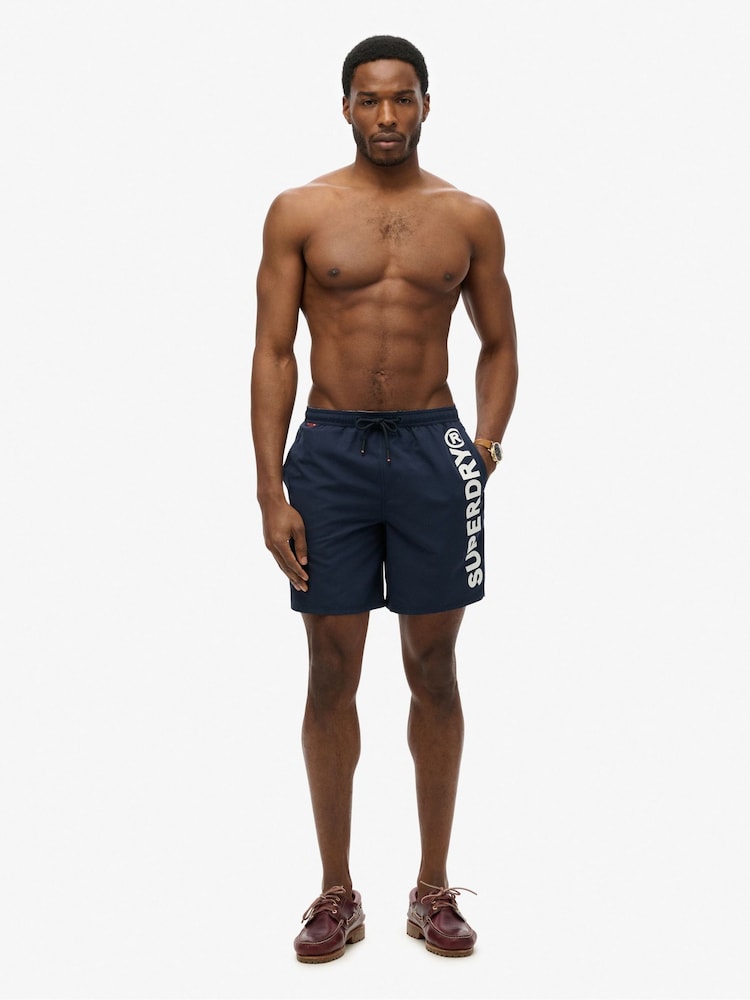 Superdry Blue Sport Graphic 17-inch Swim Shorts - Image 2 of 7