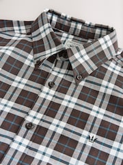 Brown Long Sleeve Check Stretch Oxford Shirt - Image 6 of 7