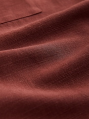 بني مائل للأحمر - Linen Tencel Blend Short Sleeve Shirt - Image 7 of 7