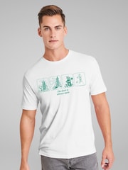All + Every White Mens Moomin House The Door Is Always Open 80th Anniversary 100% Cotton T-Shirt - Image 1 of 4
