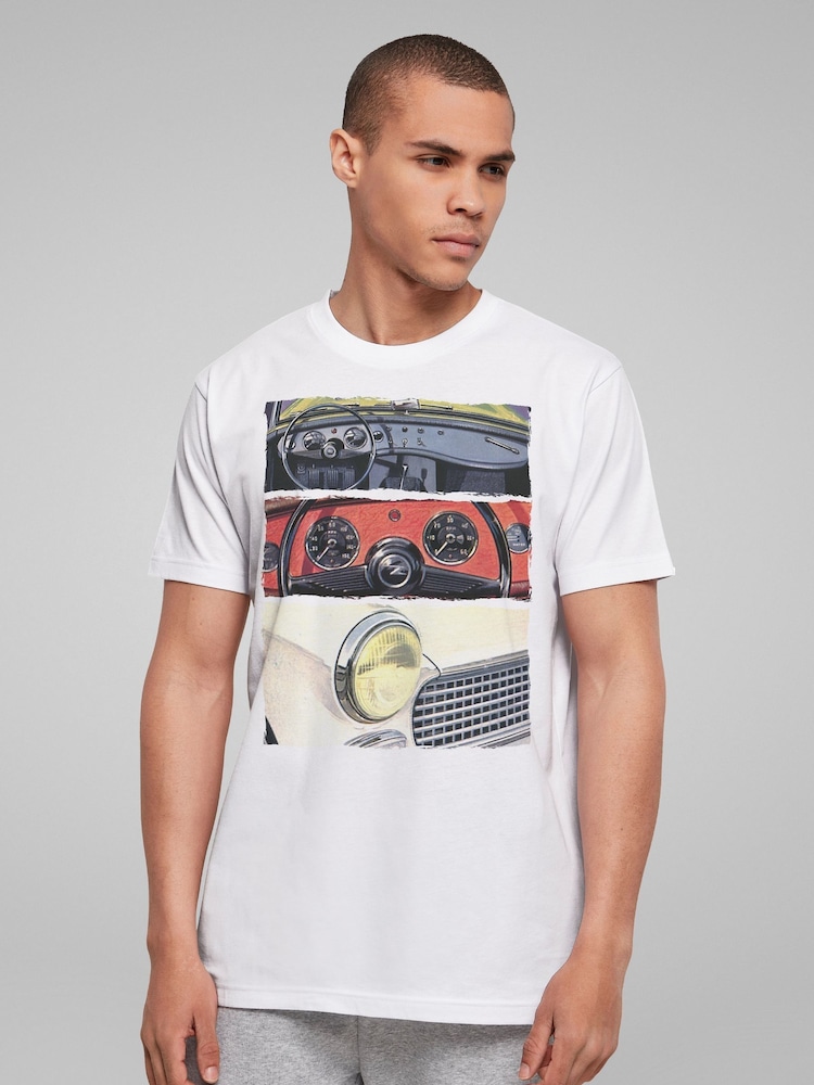 All + Every White Mens Austin Healey Montage British Motor Heritage 100% Cotton T-Shirt - Image 1 of 4