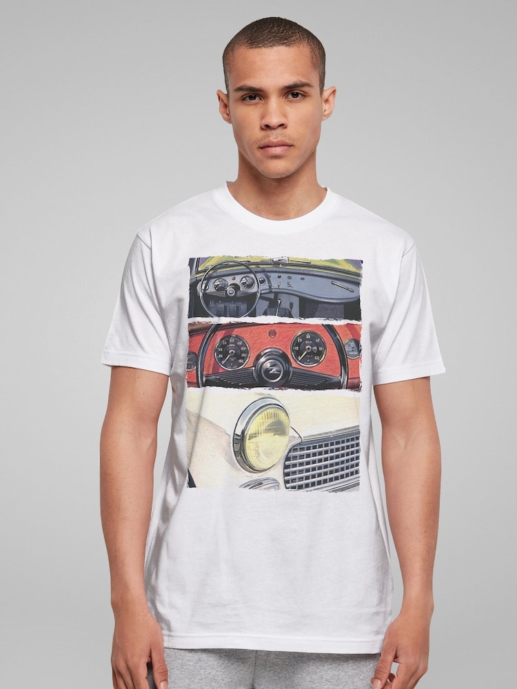 All + Every White Mens Austin Healey Montage British Motor Heritage 100% Cotton T-Shirt - Image 2 of 4