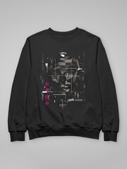 All + Every Black Mens Squid Game Front Man Mask Art Light Print Sweatshirt - Image 3 of 4