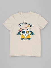 All + Every Cream Mens Paul Frank Julius and Co Life Is A Trip Camper T-Shirt - Image 3 of 4