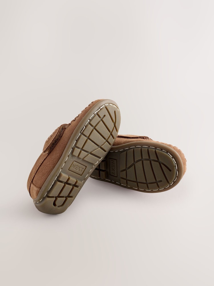 Tan Brown Standard Fit (F) Leather Penny Loafers with Touch and Close Fastening - Image 6 of 6 Tan Brown Standard Fit (F) Leather Penny Loafers with Touch and Close Fastening - Image 6 of 6