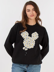 Brands In Black Disney Mickey Mouse Chamomile Head Sweat Top - Image 1 of 3