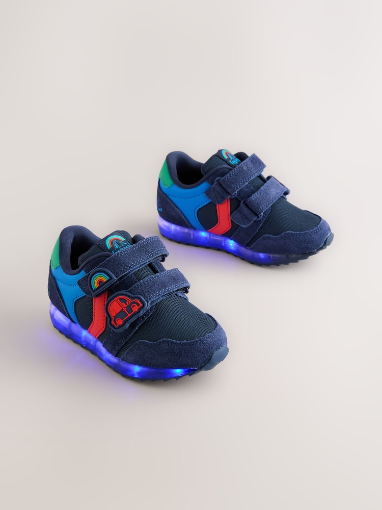 Navy Colourblock Touch Fastening Light Up Trainers - Image 1 of 6
