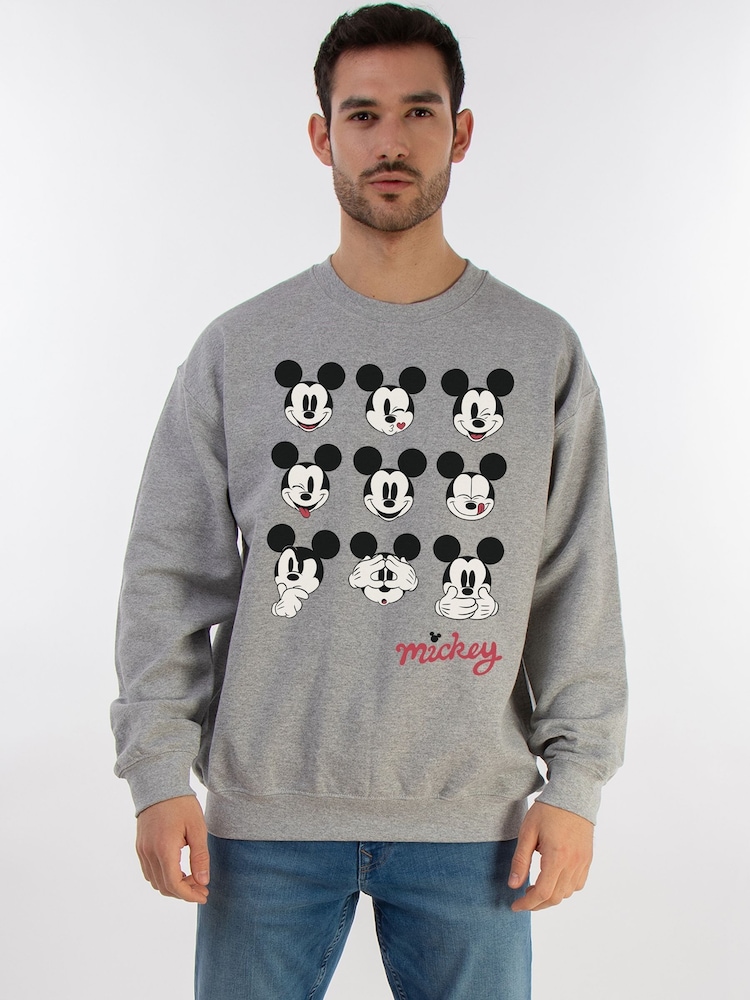 Brands In Grey Disney Mickey Mouse Many Faces Sweat Top - Image 1 of 4