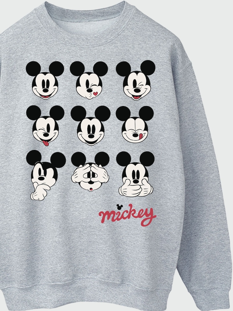 Brands In Grey Disney Mickey Mouse Many Faces Sweat Top - Image 4 of 4