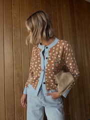 Never Fully Dressed Brown Deer Print Hollie Cardigan - Image 3 of 4