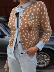 Never Fully Dressed Brown Deer Print Hollie Cardigan - Image 4 of 4
