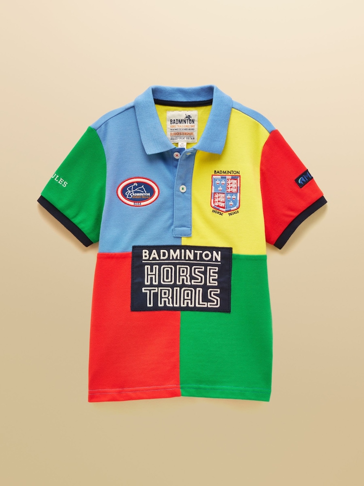 Joules Official Badminton Horse Trials Colourblock Kids Cotton Pique Polo Shirt - 圖片 1/5