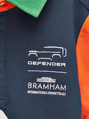 Joules Official Bramham Navy & White Colourblock Kids Cotton Pique Polo Shirt - Image 4 of 5