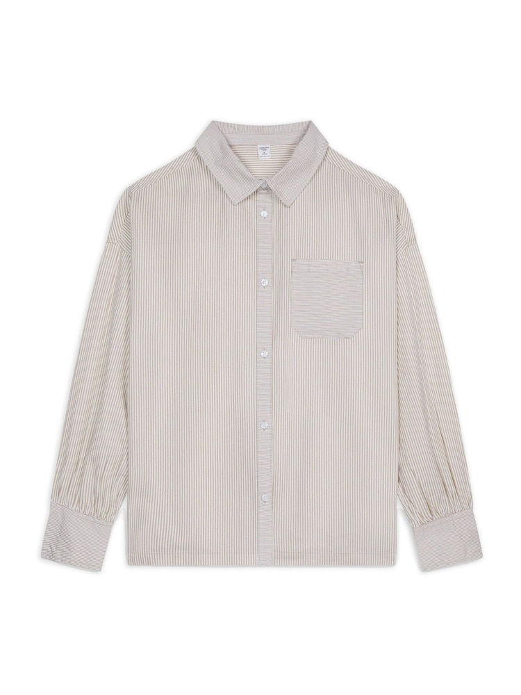 Chelsea Peers Natural Boyfriend 100% Cotton Poplin Stripe Shirt - Image 2 of 3