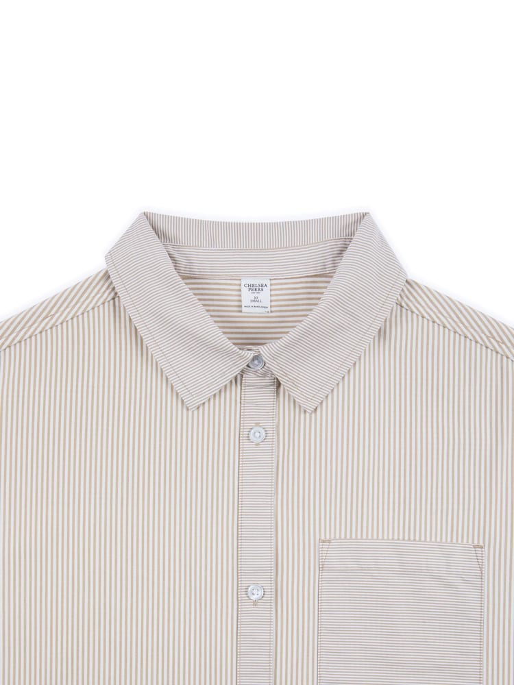 Chelsea Peers Natural Boyfriend 100% Cotton Poplin Stripe Shirt - Image 3 of 3