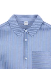Chelsea Peers Blue Boyfriend 100% Cotton Poplin Stripe Shirt - Image 5 of 5
