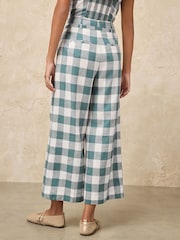 Azul - Gingham Linen Rich Belted Culottes - Imagen 3 de 7