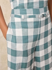 Azul - Gingham Linen Rich Belted Culottes - Imagen 4 de 7