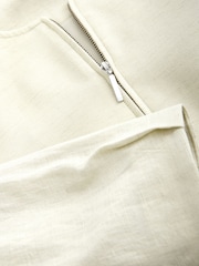 Neutral Lightweight Collarless Bomber Jacket with Linen - Image 2 of 3