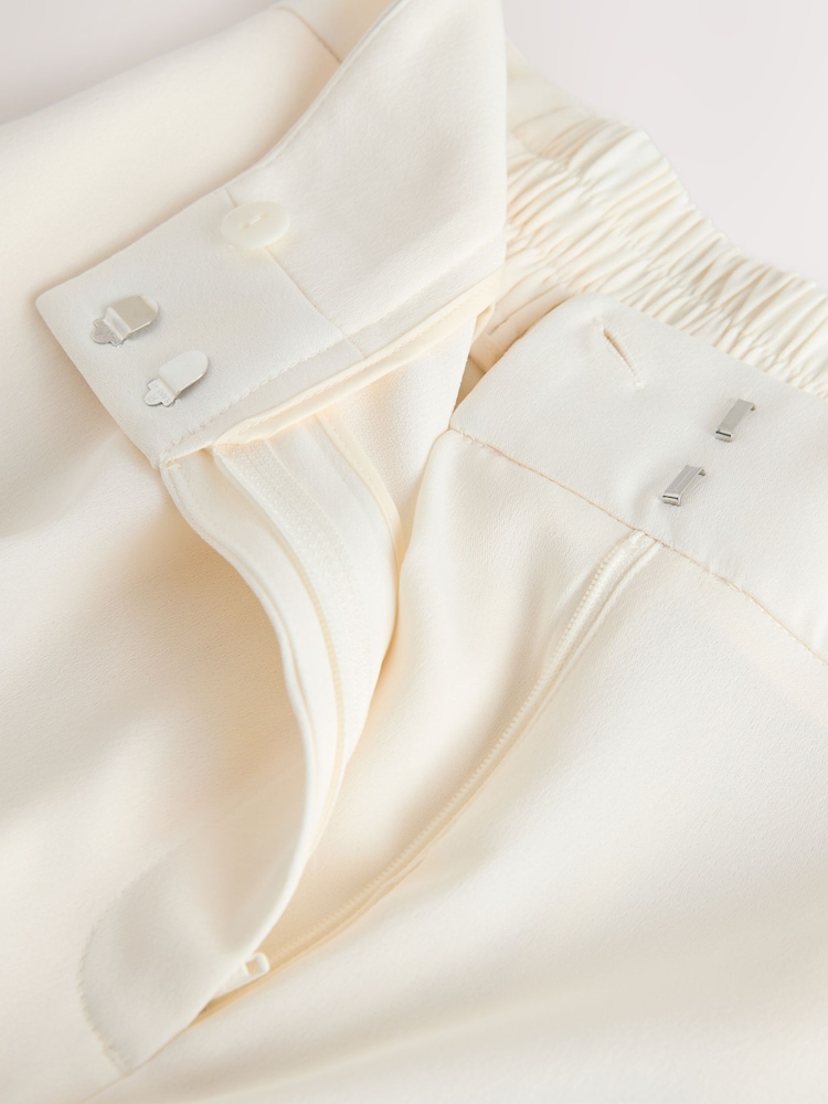 Ecru Elastic Back Wide Leg Satin Trousers - Image 7 of 7