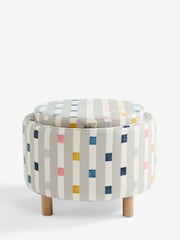 Chunky Stripe Geometric Grey Ashton Upholstered Storage Stool - Image 2 of 7