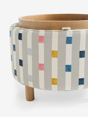 Chunky Stripe Geometric Grey Ashton Upholstered Storage Stool - Image 5 of 7