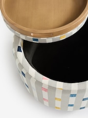 Chunky Stripe Geometric Grey Ashton Upholstered Storage Stool - Image 6 of 7