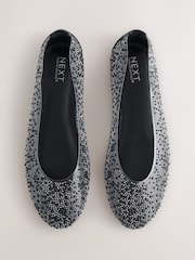 Black Forever Comfort® Round Toe Jewel Vinyl Ballerinas - Image 1 of 5
