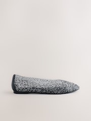Black Forever Comfort® Round Toe Jewel Vinyl Ballerinas - Image 3 of 5