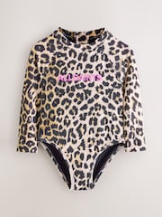 smALLSAINTS Leopard Logo Younger Long Sleeve Swimsuit - Image 1 of 7