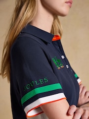 Joules Official Bramham Navy Cotton Pique Polo Shirt - Image 8 of 15