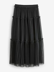 Black Tiered Mesh Maxi Skirt - Image 1 of 1