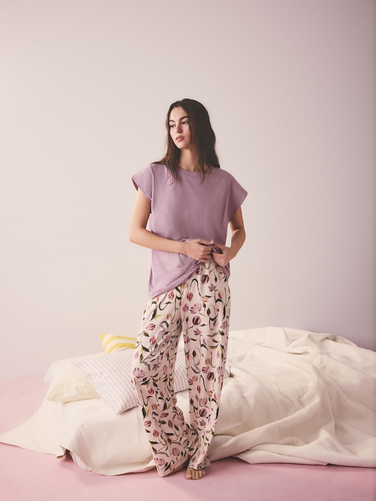 Lila floral - Pijama manga corta - Imagen 2 de 5