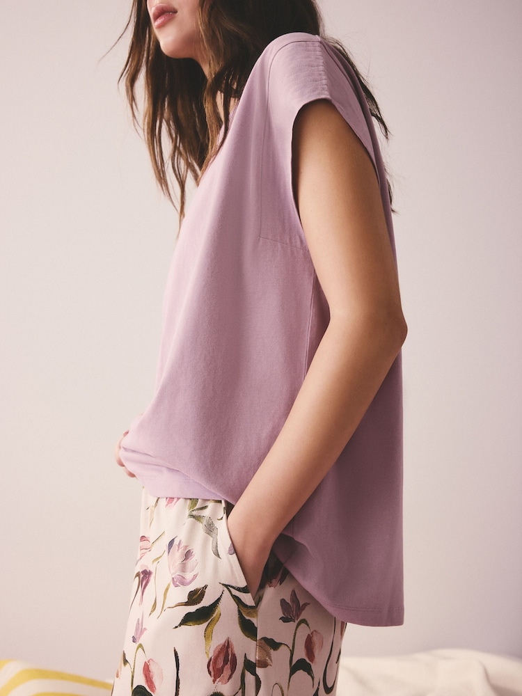 Lila floral - Pijama manga corta - Imagen 5 de 5