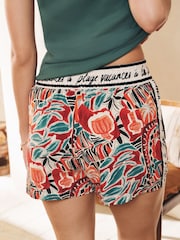 Green Abstract Rib Vest Short Pyjamas Set - Image 5 of 9