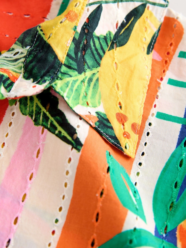 Multi - Bright Fruit Broderie Summer Shirt - Imaginea 6 din 6