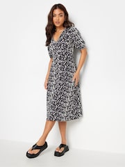 PixieGirl Petite Black Abstract Spot Print Midi Tea Dress - Image 1 of 5