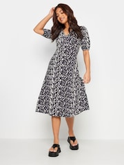 PixieGirl Petite Black Abstract Spot Print Midi Tea Dress - Image 2 of 5