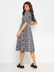 PixieGirl Petite Black Abstract Spot Print Midi Tea Dress - Image 3 of 5
