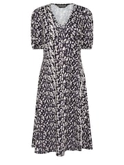 PixieGirl Petite Black Abstract Spot Print Midi Tea Dress - Image 5 of 5