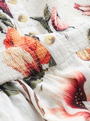 White ground Polka Dot Bandeau Jumpsuit with Linen - Image 2 of 3