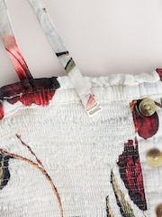 White ground Polka Dot Bandeau Jumpsuit with Linen - Image 3 of 3