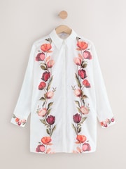 White/Green Beach Cover-Up Shirt - Image 5 of 8