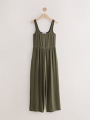 Khaki Green Jersey Jumpsuit - Image 4 of 6
