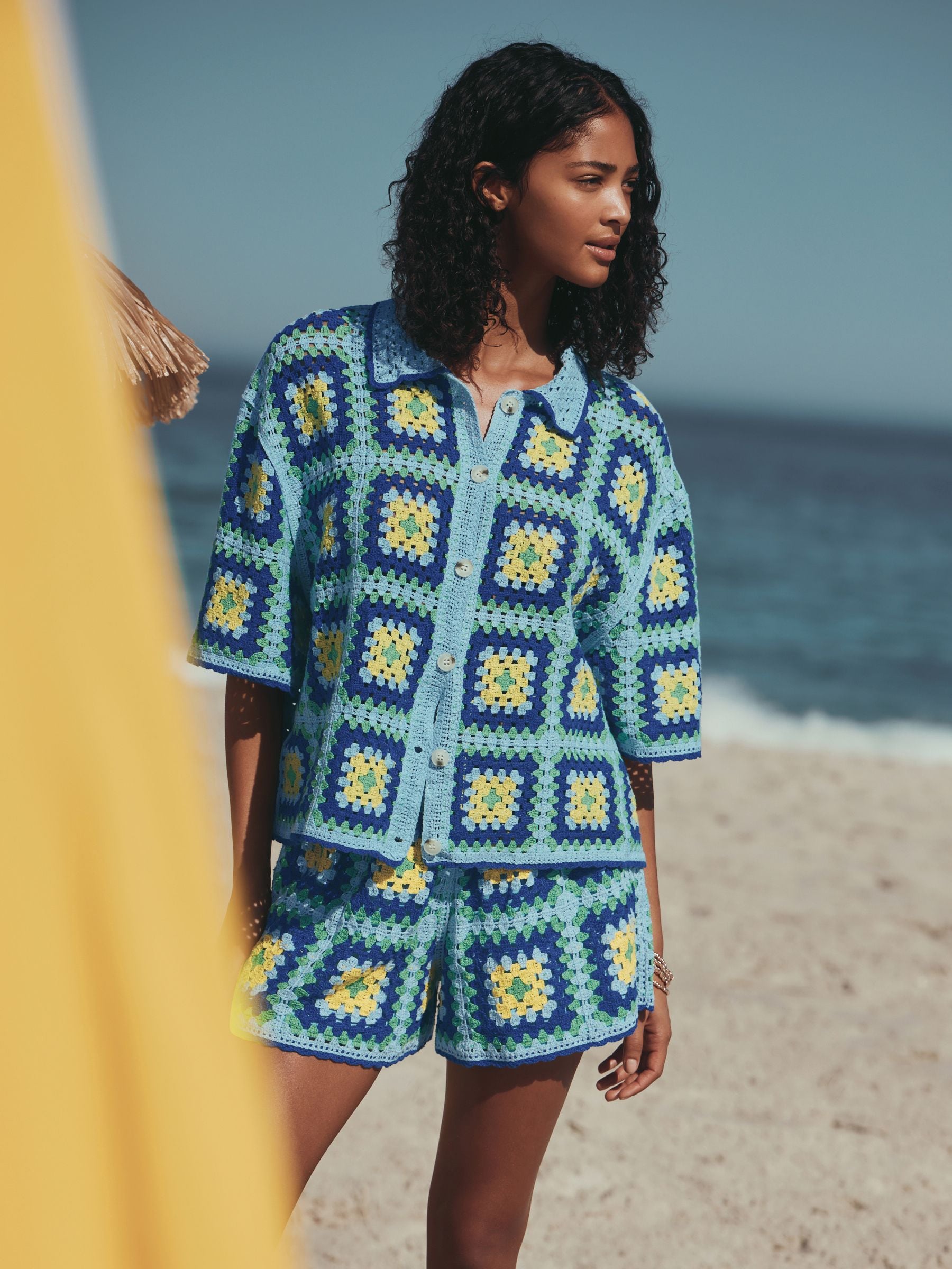 Buy Blue/Green Summer Crochet Shorts from Next USA