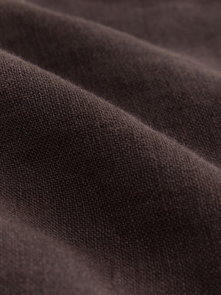 Chocolate Brown N. Premium 100% Linen Long Line Shirt - Image 10 of 10