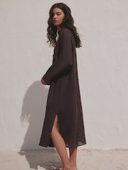 Chocolate Brown N. Premium Long Line Shirt - Image 3 of 9
