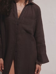Chocolate Brown N. Premium Long Line Shirt - Image 6 of 9
