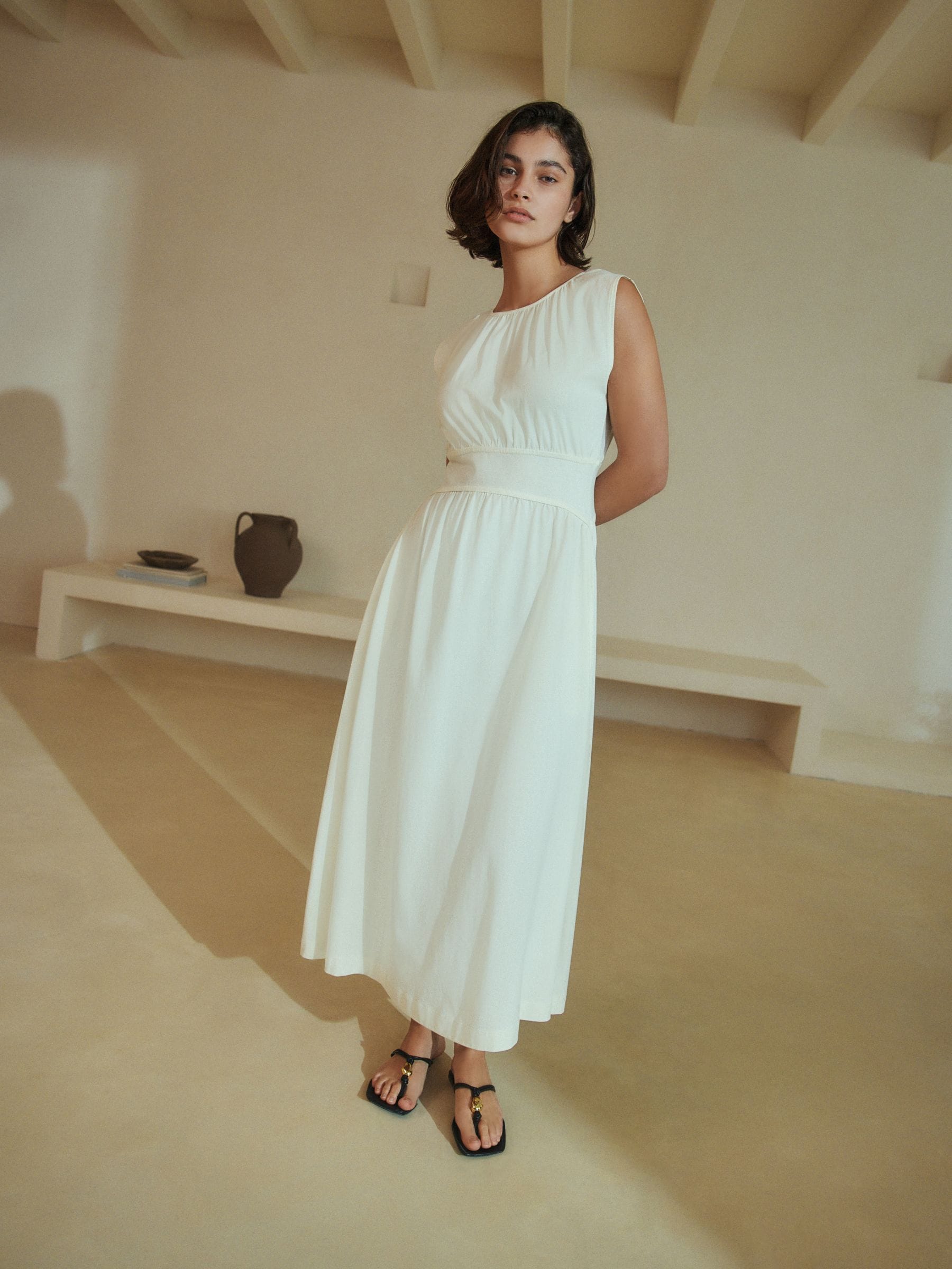 knee length dresses for ladies Floral A-Line Cream Midi Cottagecore Corset Dress– PromGirl main image 0